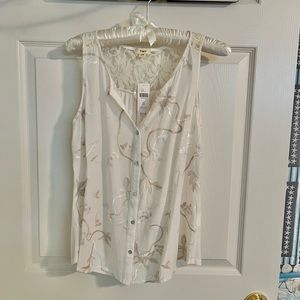 Anthropologie Tiny Lace Embroidered Sleeveless Top Shirt XS
